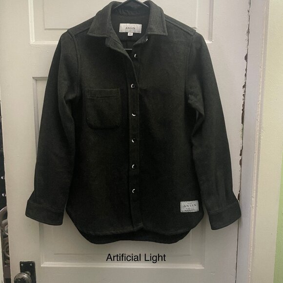 Anian Modern Melton Women Olive Wool Shacket XS - Picture 5 of 5